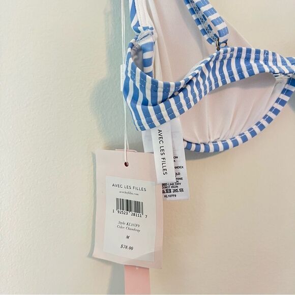 Avec Les Filles Striped Underwire Bikini Set NEW Size Medium Blue White - Picture 5 of 10